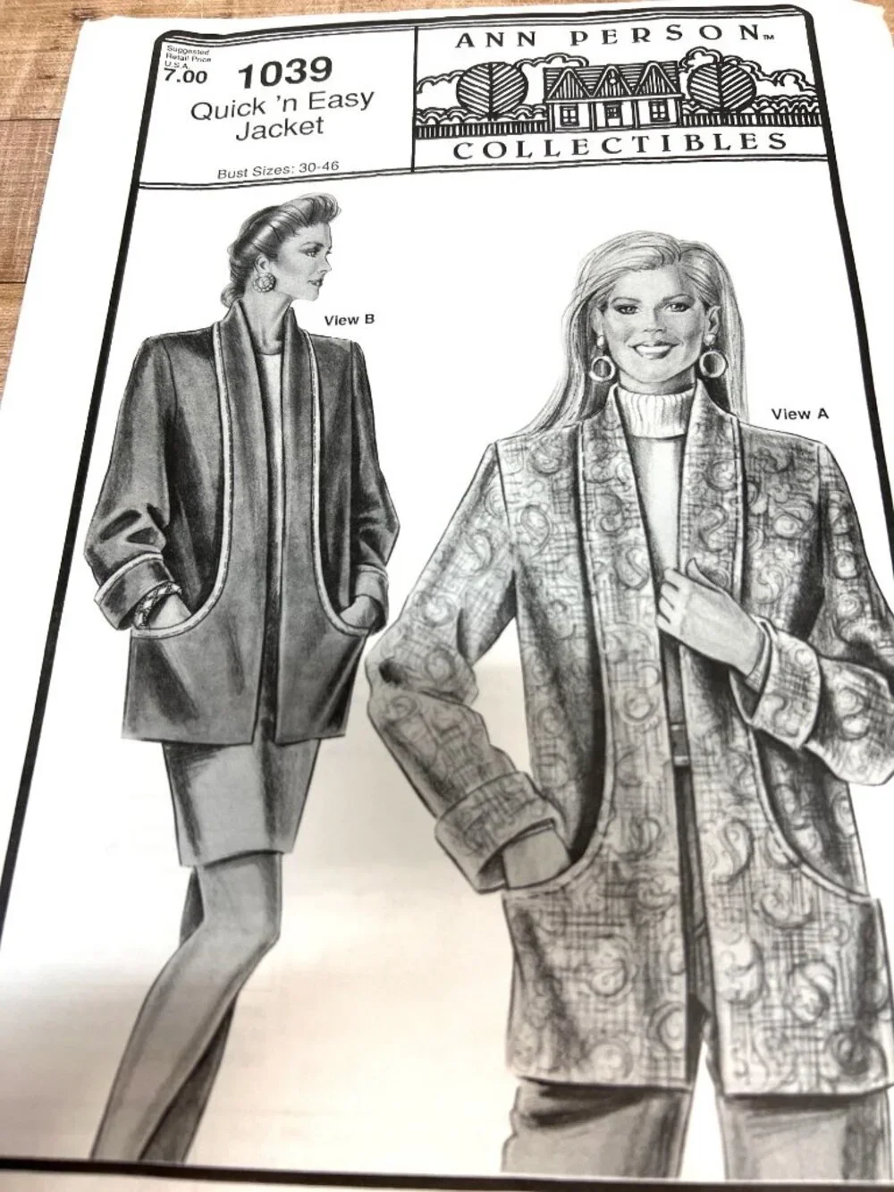 1039 Quick N Easy Jacket Sewing Pattern By Ann Person Bust Sizes 30-46